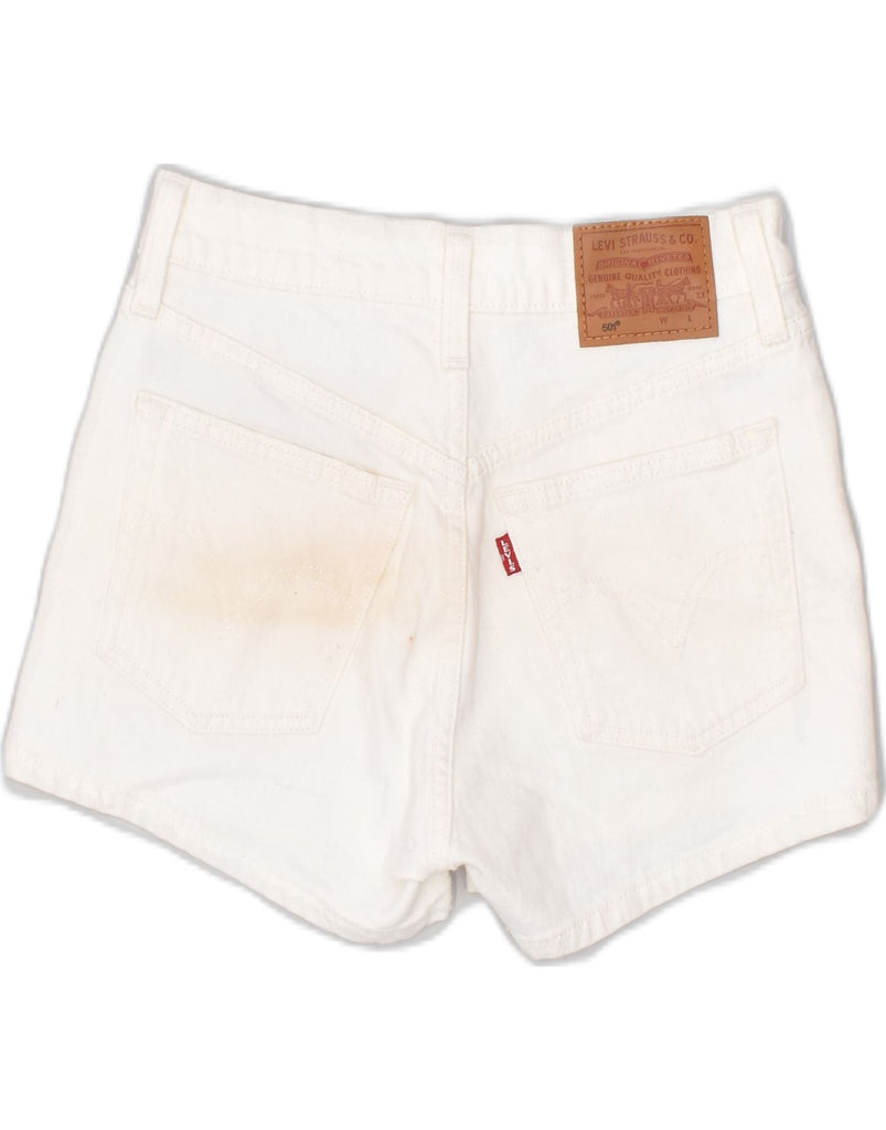 LEVI'S Womens 501 Denim Shorts UK 4 XS W24 White Cotton | Vintage | Thrift | Second-Hand | Used Clothing | Messina Hembry 