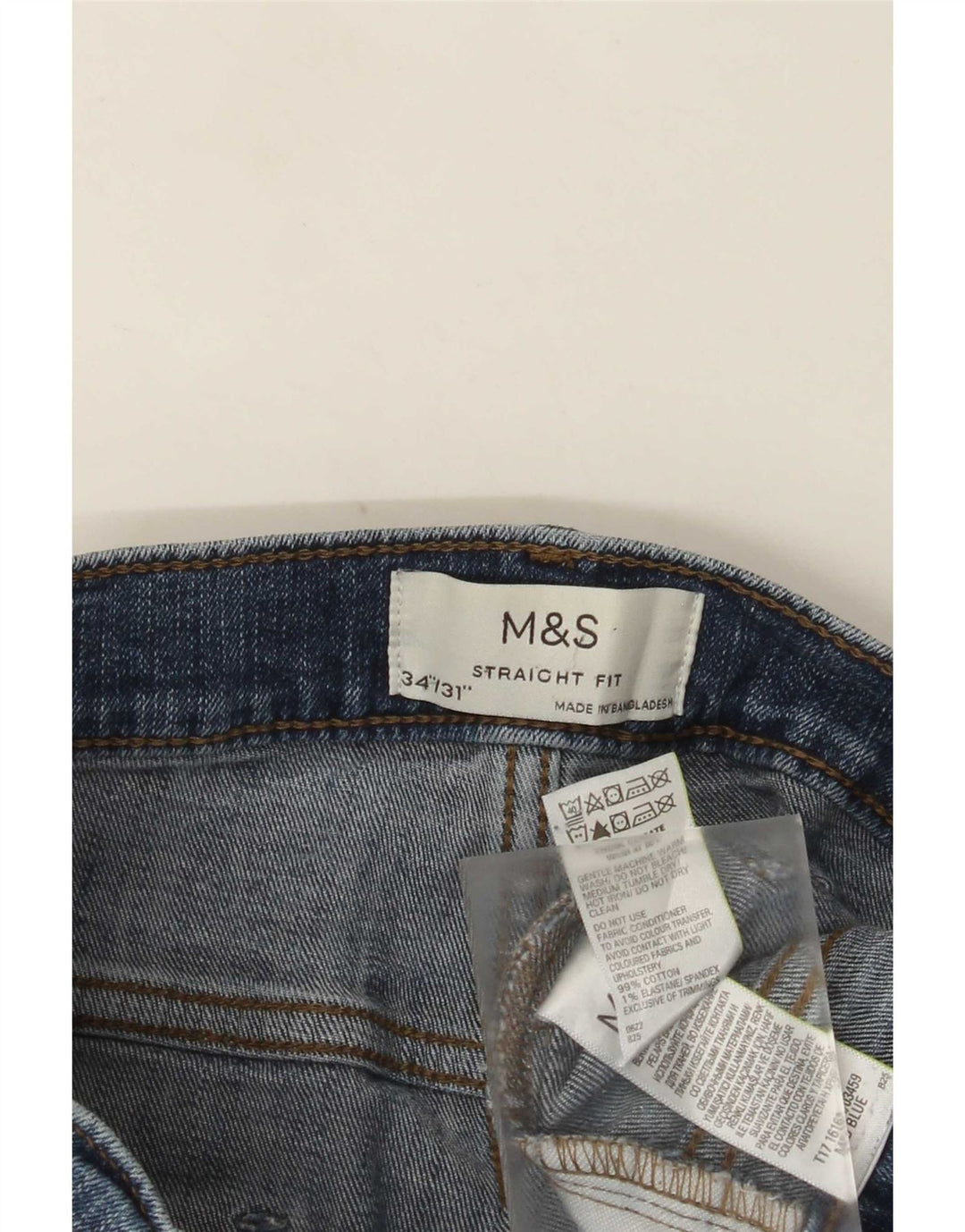 Marks & Spencer Mens Straight Jeans W34 L31 Blue Cotton
