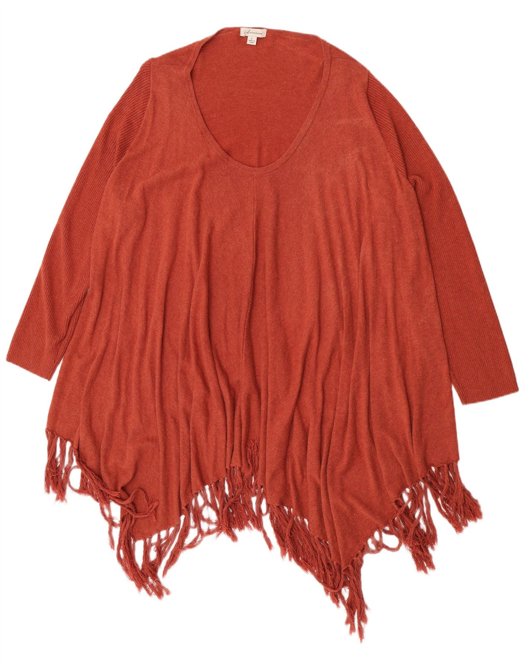 Marks & Spencer Womens Autograph Poncho Jumper UK 16 Large Brown Cotton
