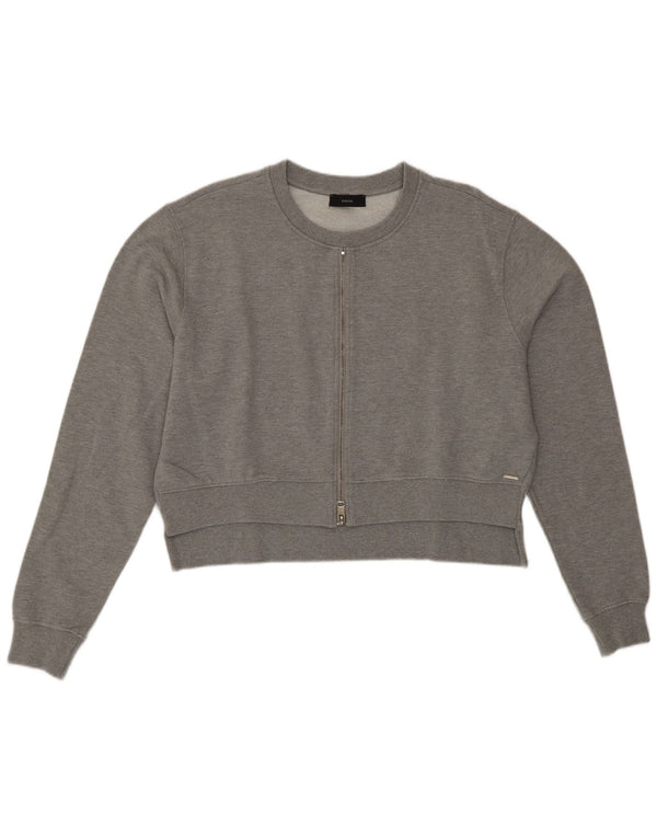 Diesel Womens Oversized Tracksuit Top Jacket UK 14 Medium Grey Cotton