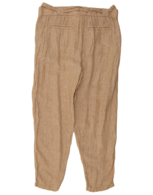 Marks & Spencer Womens Tapered Chino Trousers UK 18 XL W38 L29 Beige Linen