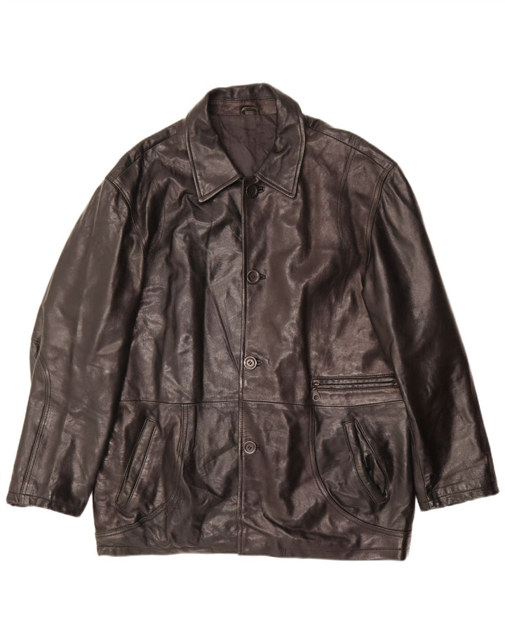 Vintage Mens Leather Jacket IT 52 XL Black Leather