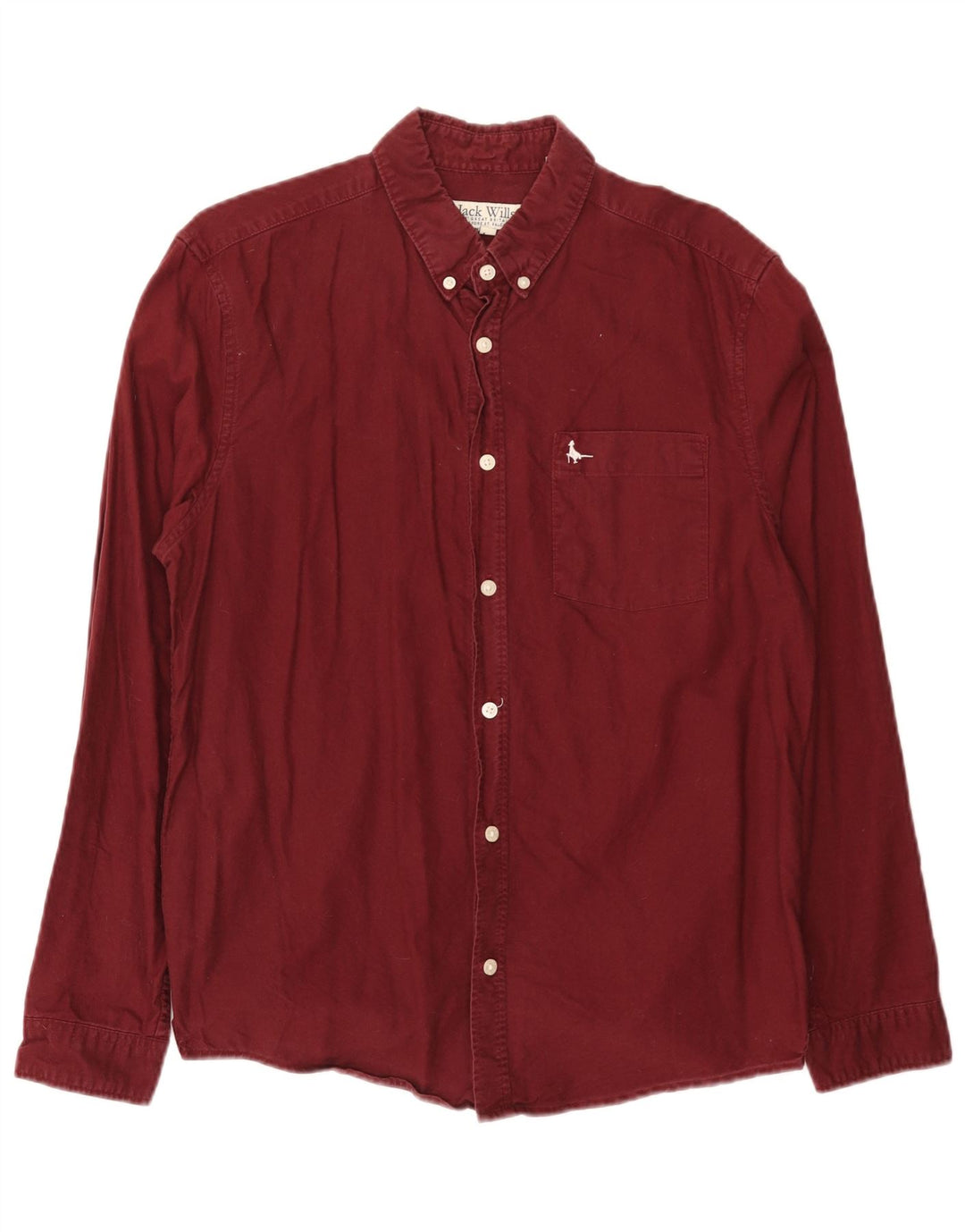 Jack Wills Mens Slim Fit Shirt Medium Burgundy Cotton