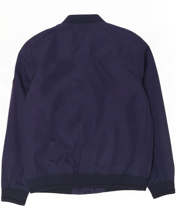 Ben Sherman Mens Bomber Jacket UK 40 Large Navy Blue Polyester