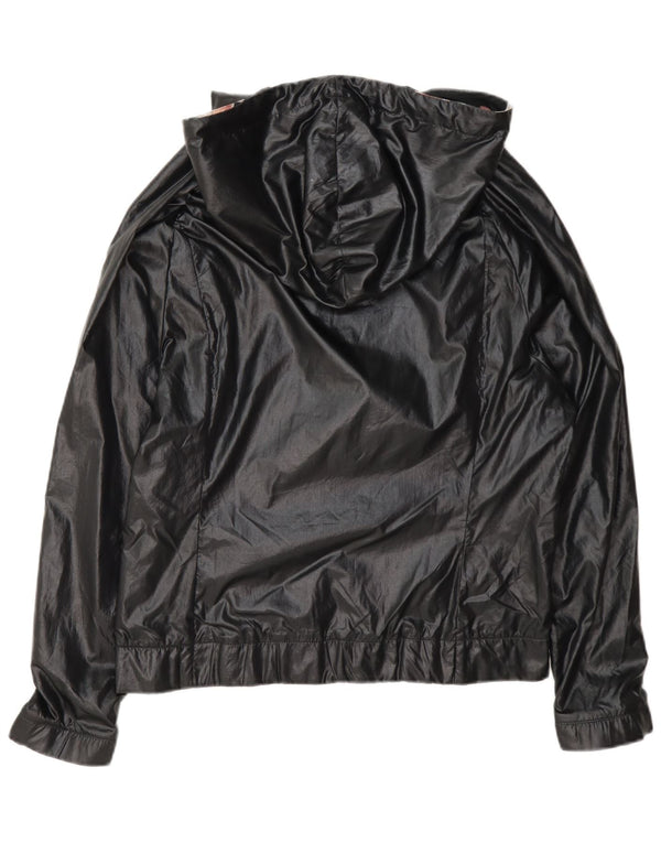 Adidas Womens Hooded Oversized Rain Jacket UK 8 Small Black Polyamide
