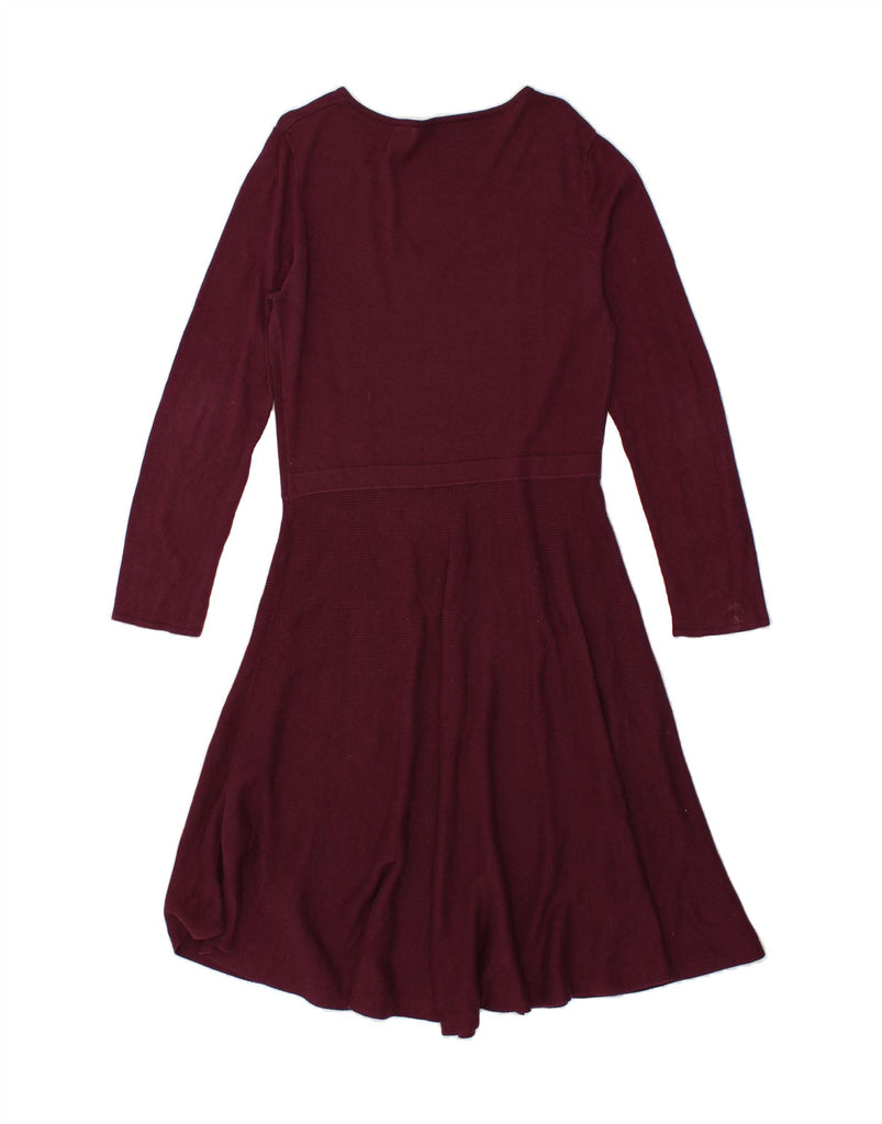 OASIS Womens A-Line Dress UK 16 Large Burgundy Cotton | Vintage Oasis | Thrift | Second-Hand Oasis | Used Clothing | Messina Hembry 