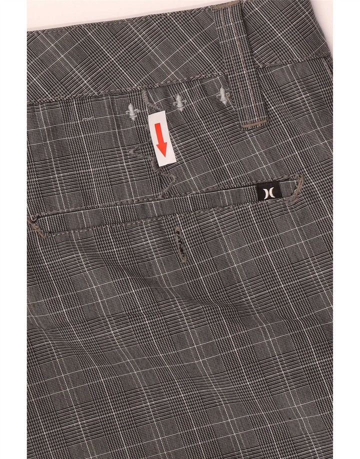 Hurley Mens Cargo Shorts Medium W30 Grey Check Polyester
