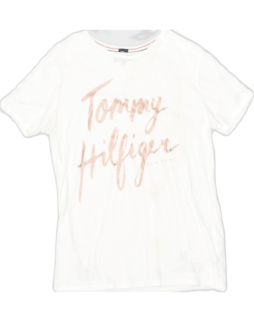 TOMMY HILFIGER Boys Graphic T-Shirt Top 15-16 Years Large White Cotton | Vintage | Thrift | Second-Hand | Used Clothing | Messina Hembry 