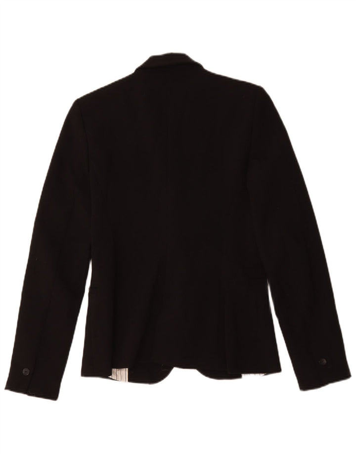 Zara Womens 1 Button Blazer Jacket UK 10 Small Black Polyester