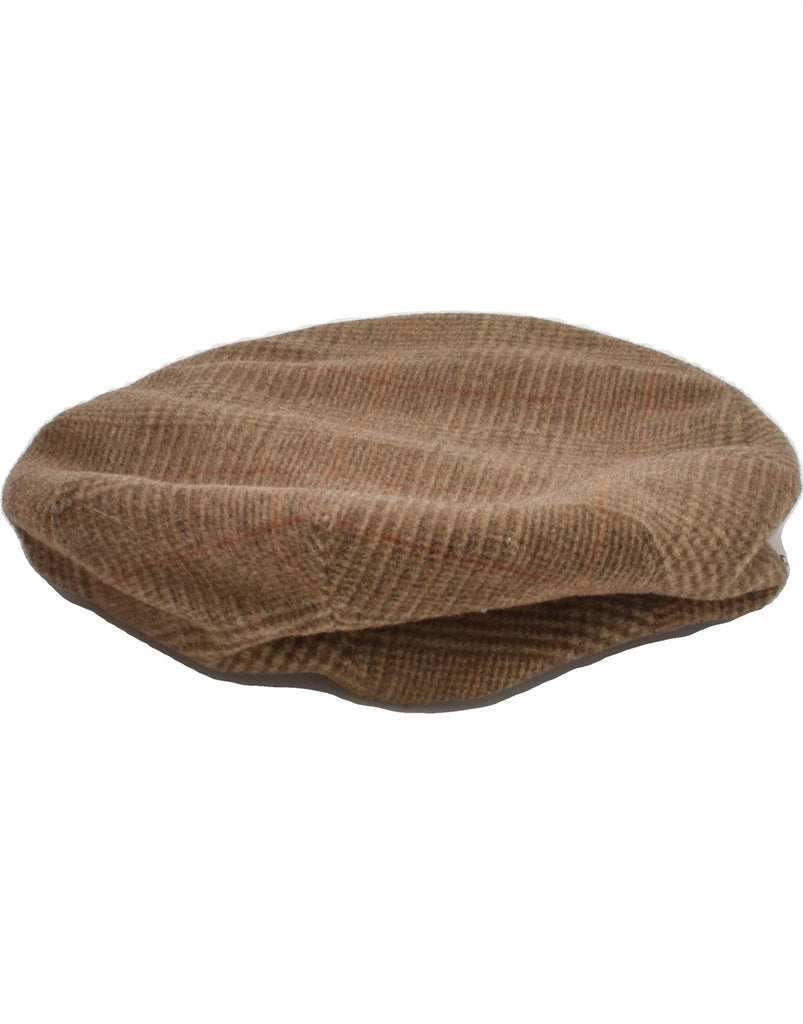 VINTAGE Mens Flat Cap Size 56 Medium Brown Check Wool | Vintage Vintage | Thrift | Second-Hand Vintage | Used Clothing | Messina Hembry 