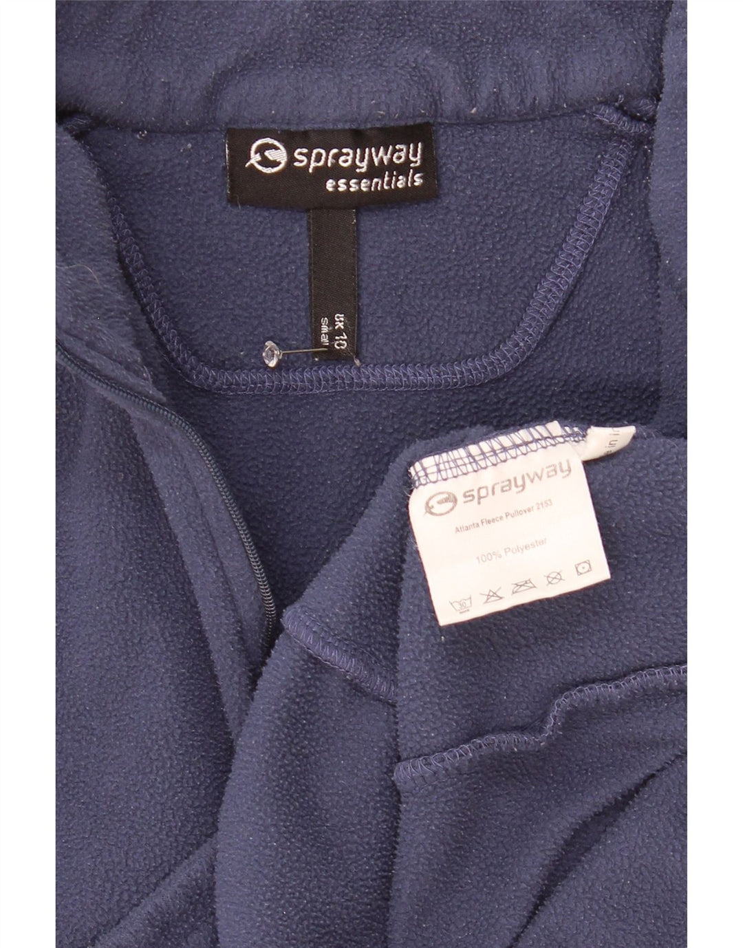 Sprayway Womens Zip Neck Fleece Jumper UK 10 Small Navy Blue Polyester