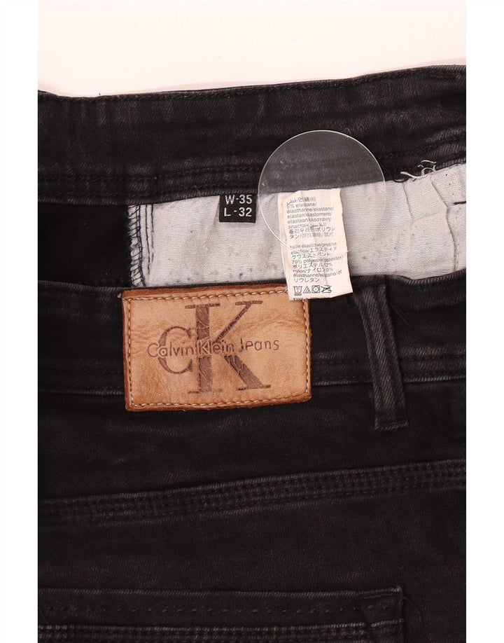 Calvin Klein Mens Slim Jeans W35 L29 Black Cotton