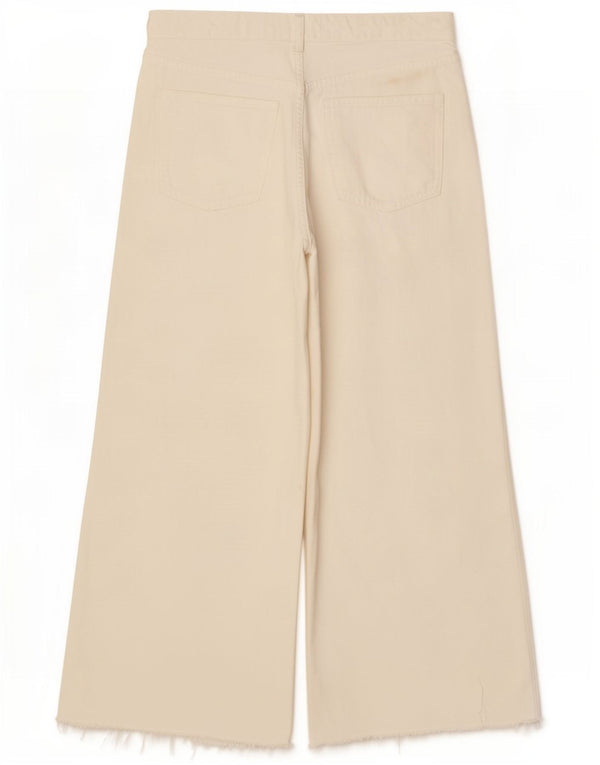 Zara Womens Wide Leg Cropped Jeans EU 40 Medium W30 L25 White Cotton