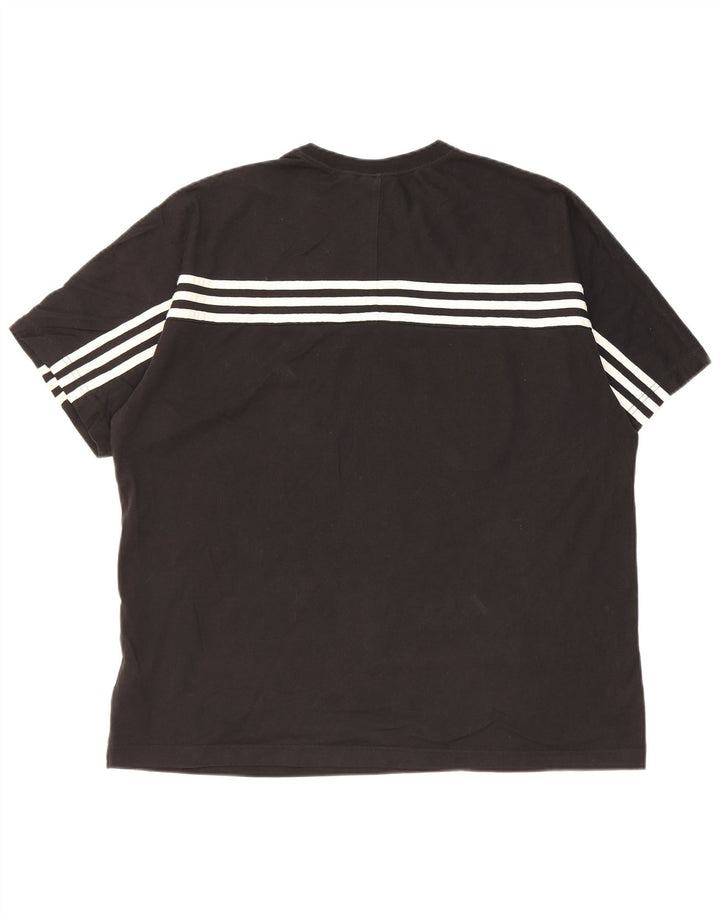 Adidas Mens Regular Graphic T-Shirt Top Large Black Striped Cotton