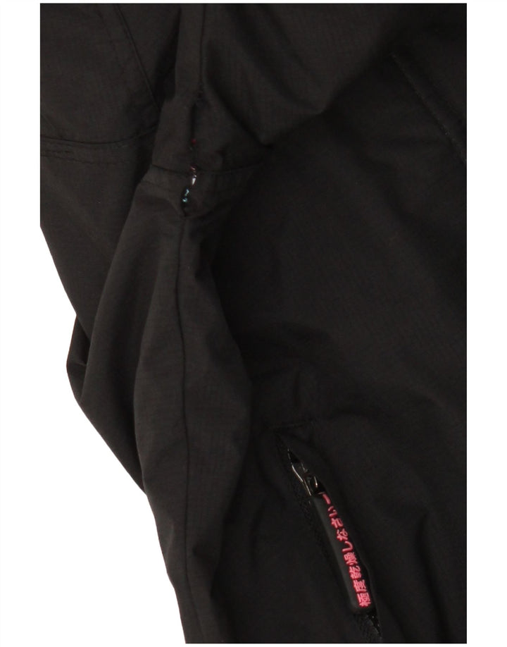 Superdry Womens Hooded Windbreaker Jacket UK 16 Large Black Nylon