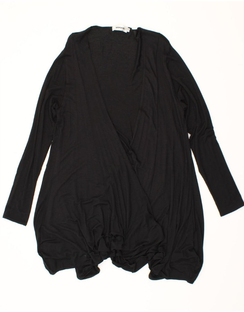 VOGUE Womens Longline Asymmetric Cardigan Top UK 14 Large Black Viscose Vintage Vogue and Second-Hand Vogue from Messina Hembry 