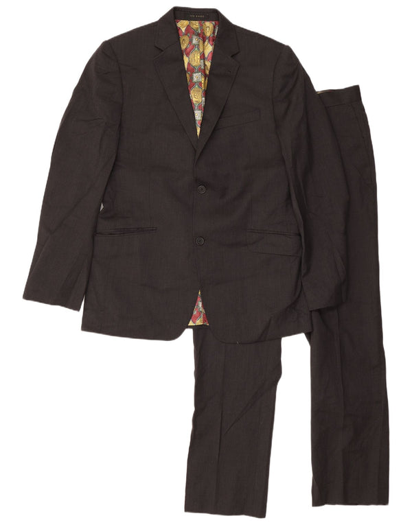 Ted Baker Mens 2 Button 2 Piece Suit UK 40 Large W34 L31 Grey Wool