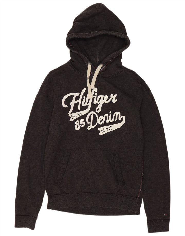 Tommy Hilfiger Mens Graphic Hoodie Jumper Medium Grey Cotton