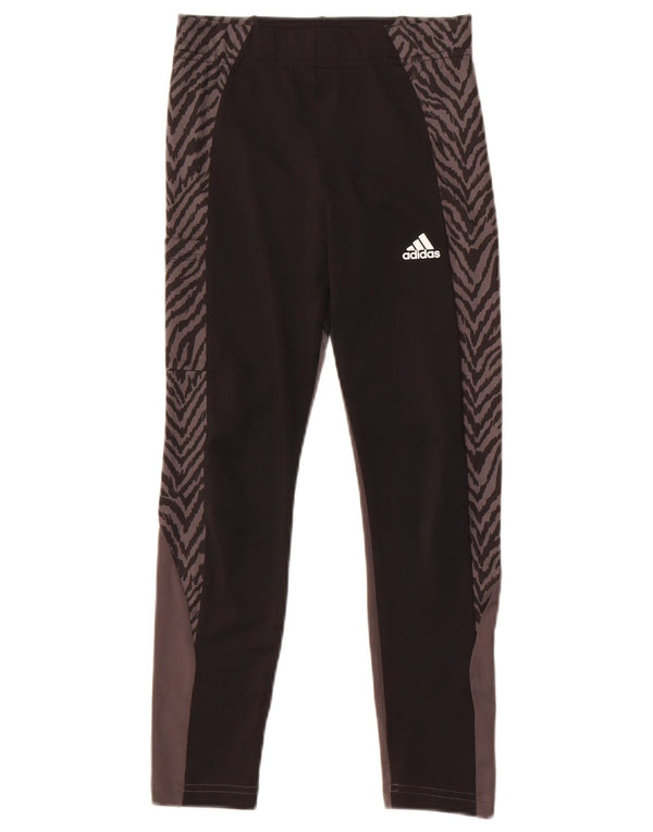 Adidas Girls Aeroready Leggings 9-10 Years  Black Colourblock Polyester