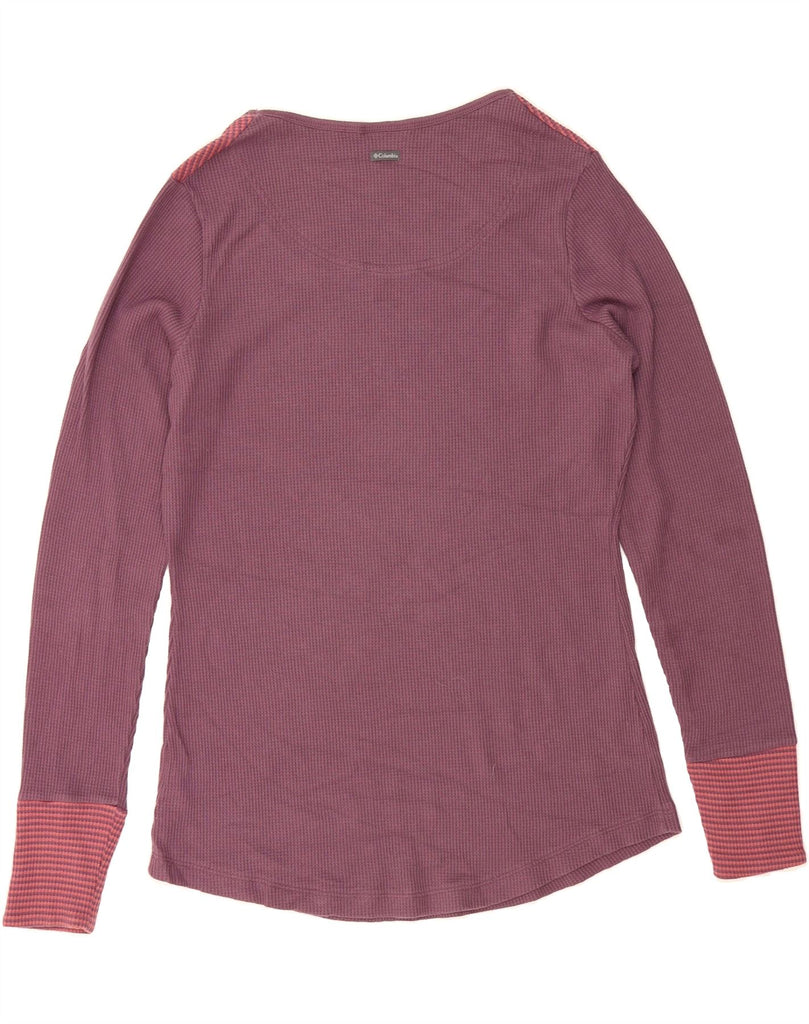 COLUMBIA Womens Top Long Sleeve UK 14 Large Burgundy Striped Cotton Vintage Columbia and Second-Hand Columbia from Messina Hembry 