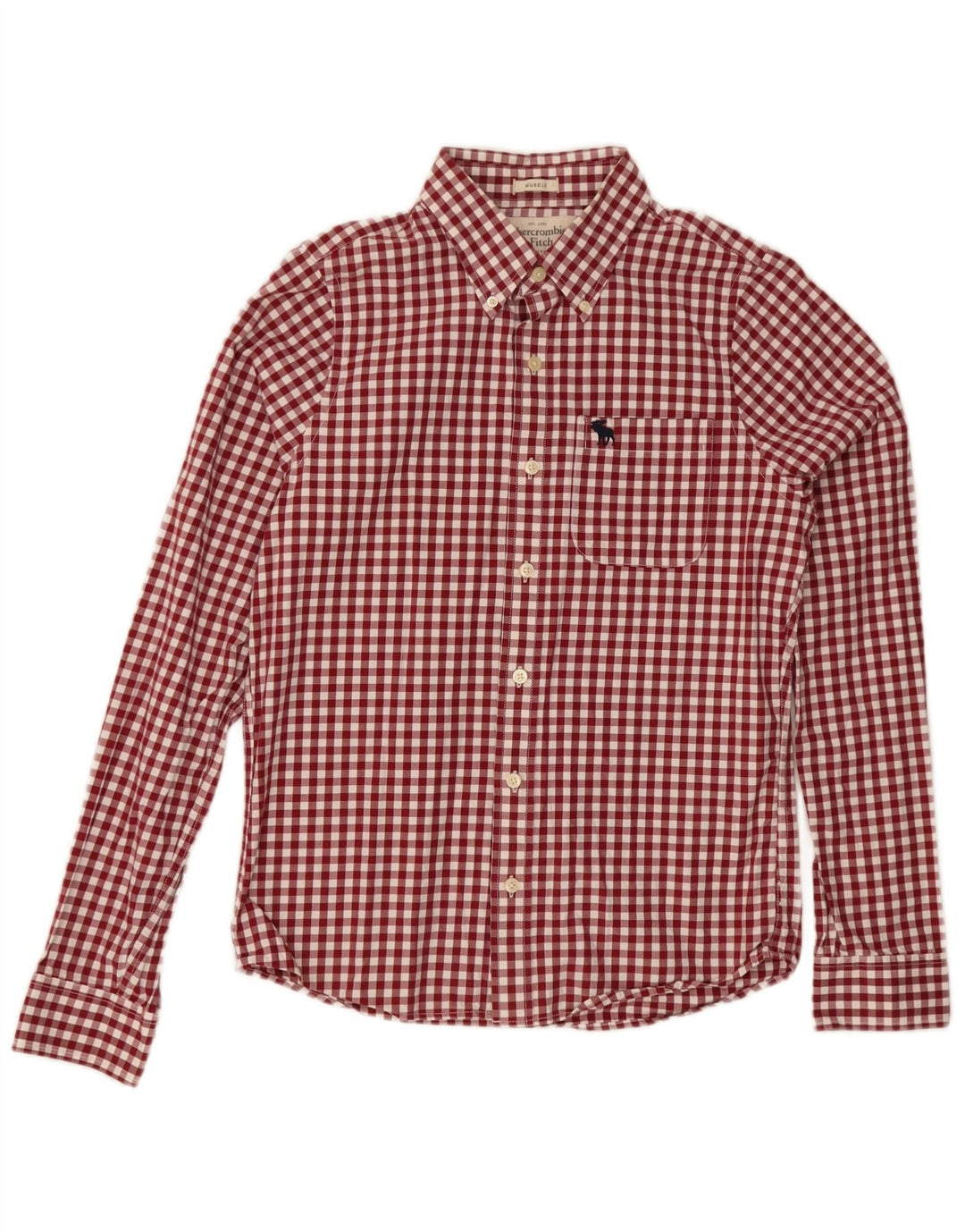 Abercrombie & Fitch Mens Checked Muscle Fit Shirt Medium Red Gingham