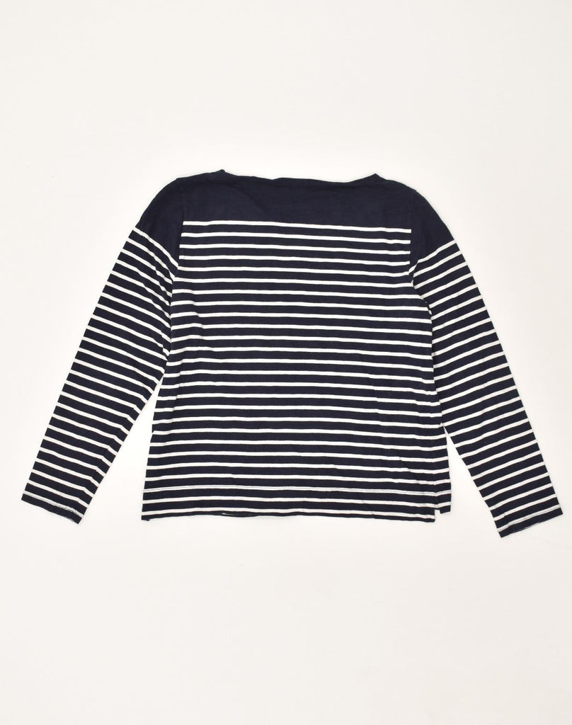 J. CREW Womens Top Long Sleeve UK 14 Large Navy Blue Striped Cotton | Vintage J. Crew | Thrift | Second-Hand J. Crew | Used Clothing | Messina Hembry 