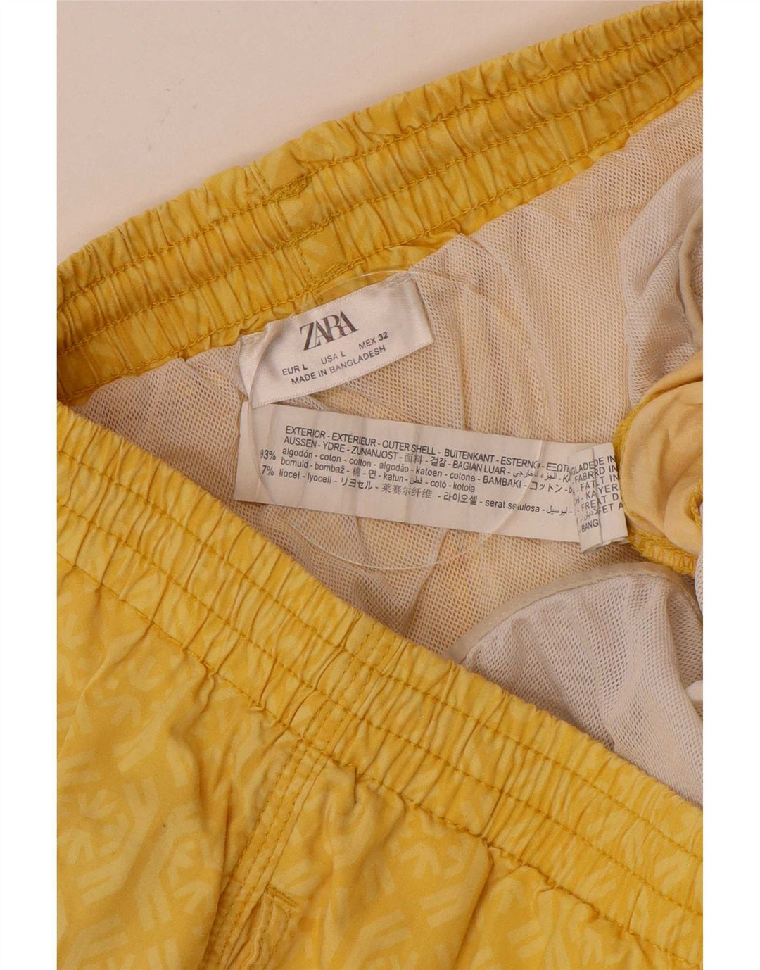 Zara Mens Abstract Pattern Swimming Shorts Large W32 Yellow Cotton