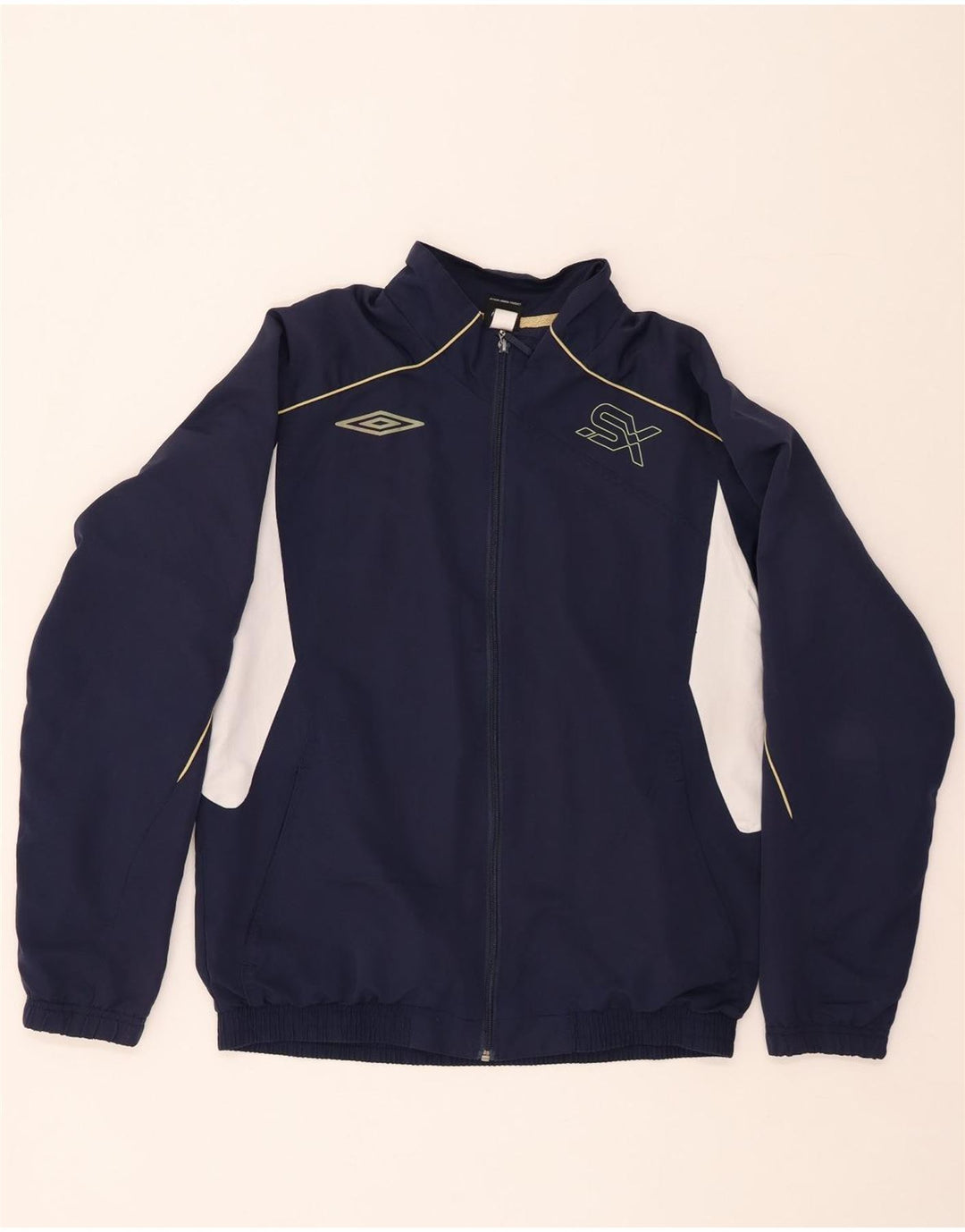 UMBRO Mens Tracksuit Top Jacket Medium Navy Blue Colourblock Polyester