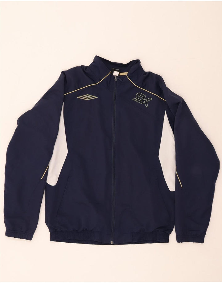 UMBRO Mens Tracksuit Top Jacket Medium Navy Blue Colourblock Polyester