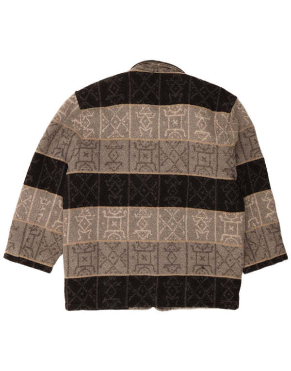 Vintage Mens Bomber Jacket UK 42 XL Grey Geometric Wool
