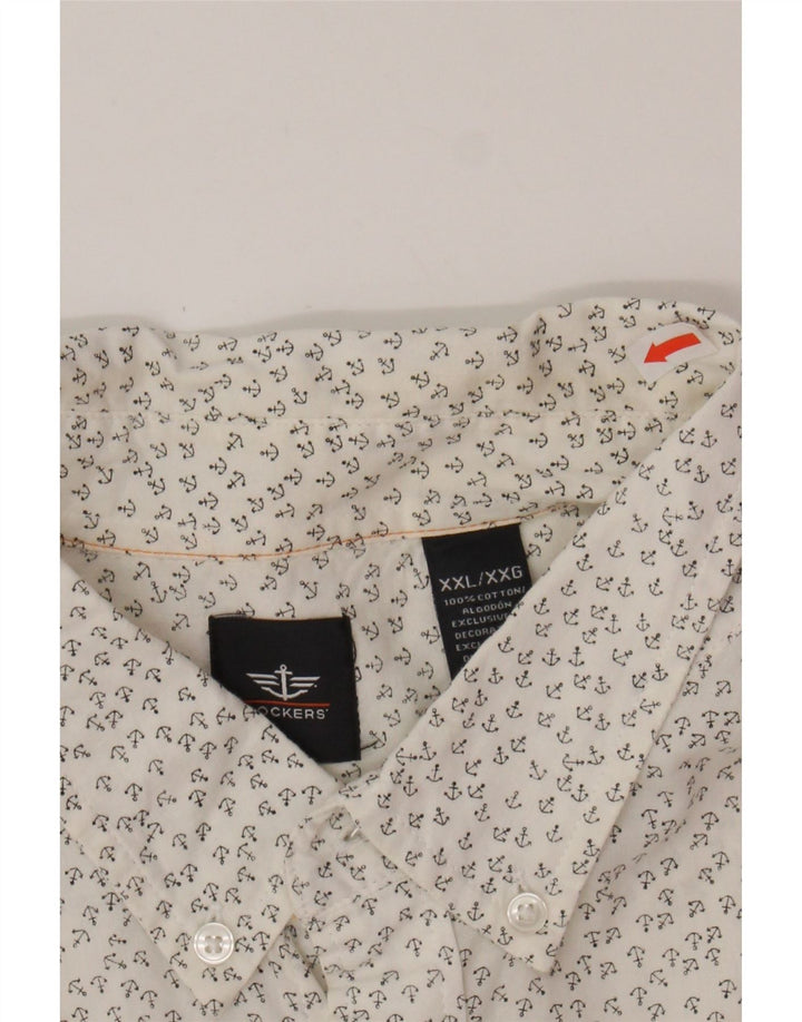 DOCKERS Mens Abstract Pattern Graphic Shirt 2XL White Cotton