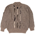 Mapier Mens Turtle Neck Jumper Sweater Medium Grey Striped Wool
