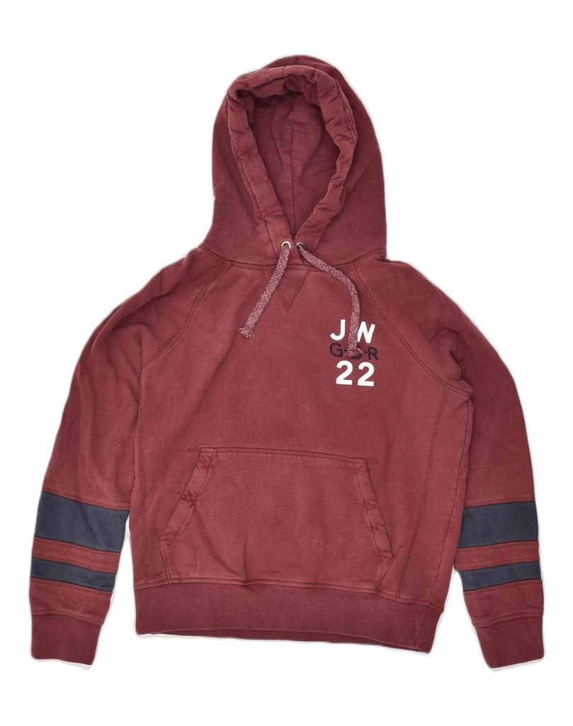 JACK WILLS Womens Loose Fit Graphic Hoodie Jumper UK 10 Small Burgundy | Vintage Jack Wills | Thrift | Second-Hand Jack Wills | Used Clothing | Messina Hembry 