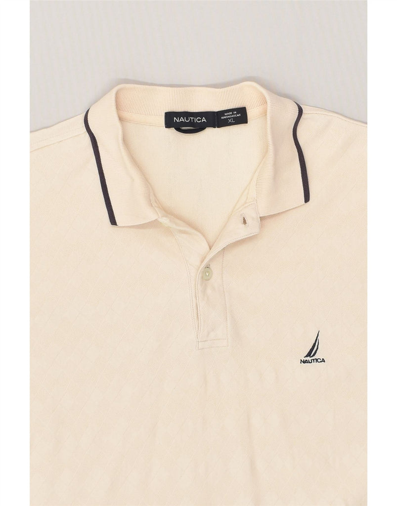 NAUTICA Mens Polo Shirt XL Beige Polyester | Vintage Nautica | Thrift | Second-Hand Nautica | Used Clothing | Messina Hembry 