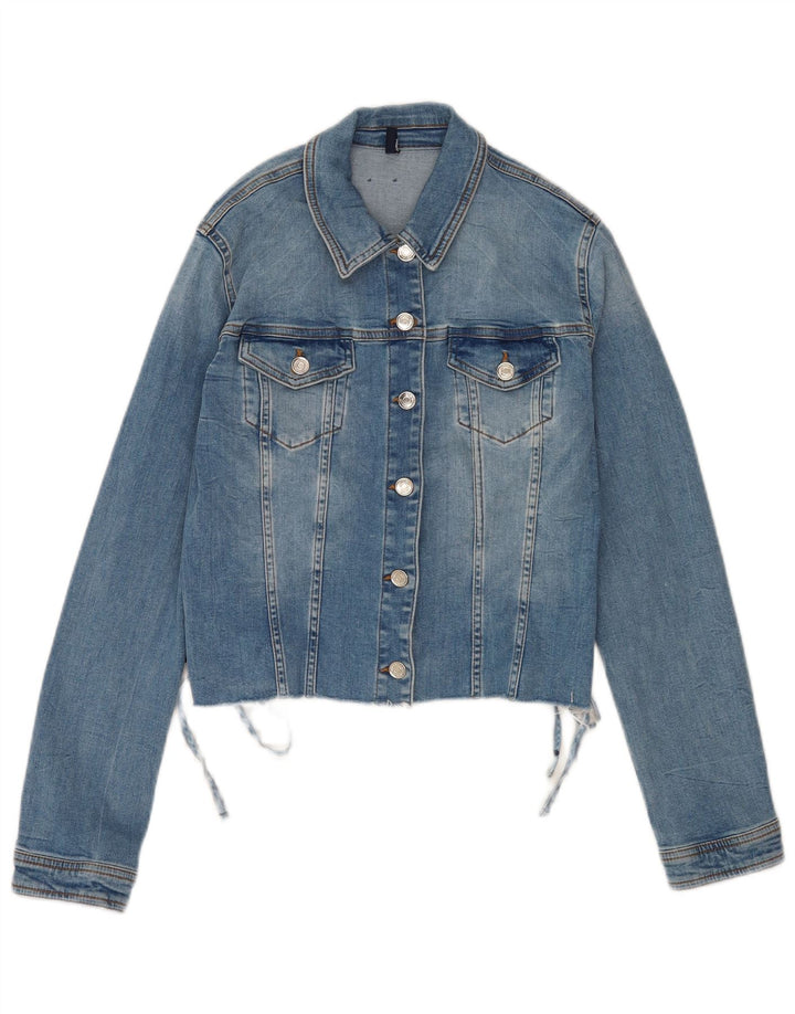 Liu Jo Womens Crop Denim Jacket UK 14 Large Blue