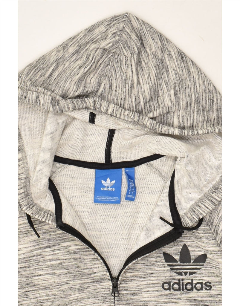 ADIDAS Mens Graphic Zip Hoodie Sweater Medium Grey Flecked Cotton | Vintage Adidas | Thrift | Second-Hand Adidas | Used Clothing | Messina Hembry 