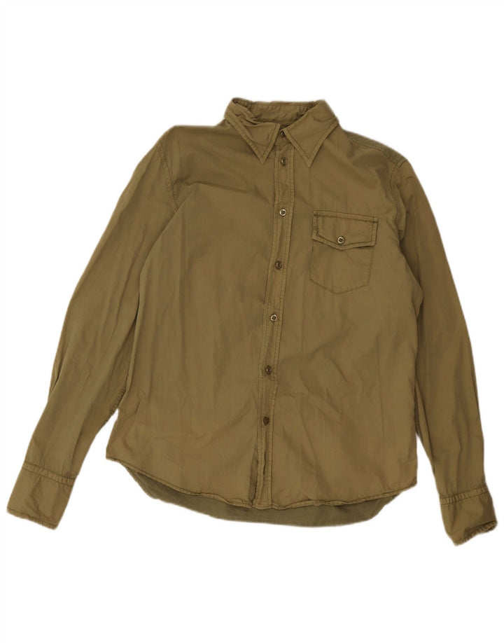 Guess Mens Shirt Large Khaki Cotton