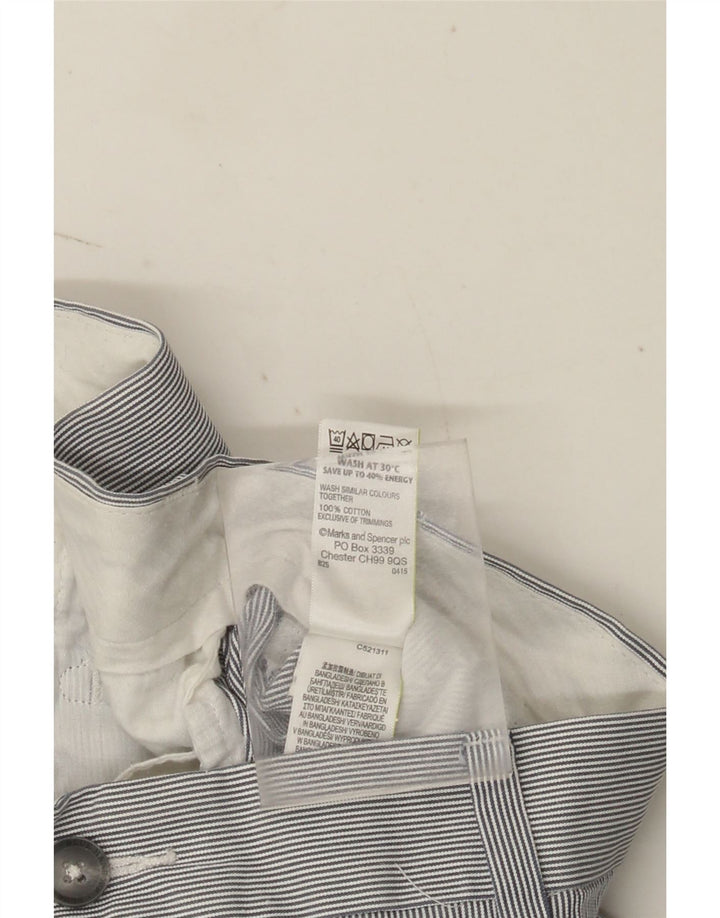 Marks & Spencer Mens Chino Shorts W40 XL Grey Striped Cotton