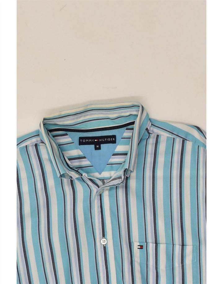 TOMMY HILFIGER Mens Shirt Medium Blue Striped Cotton | Vintage Tommy Hilfiger | Thrift | Second-Hand Tommy Hilfiger | Used Clothing | Messina Hembry 