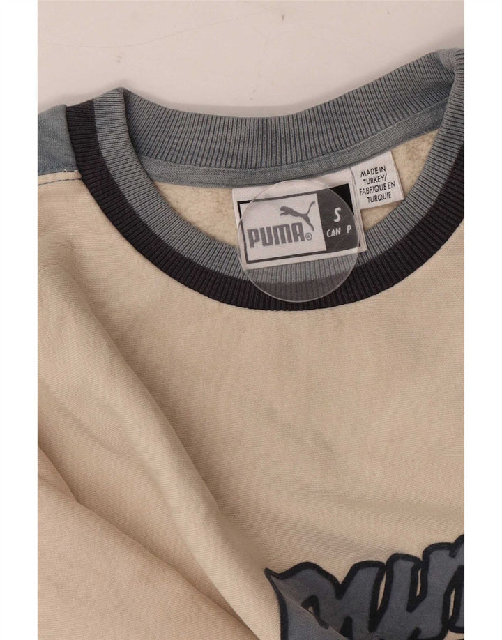 Puma Mens Graphic Sweatshirt Jumper Small Off White Colourblock