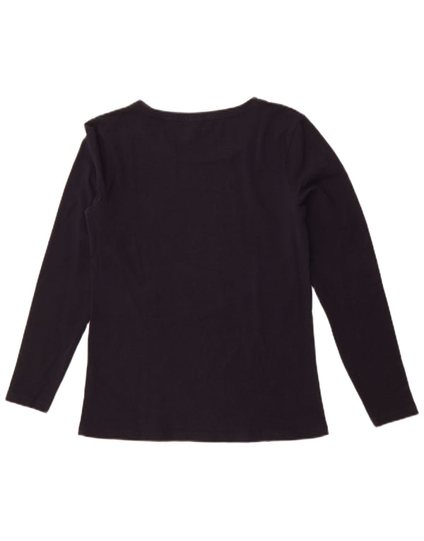 BARBOUR Womens Graphic Top Long Sleeve UK 10 Small Navy Blue Christmas