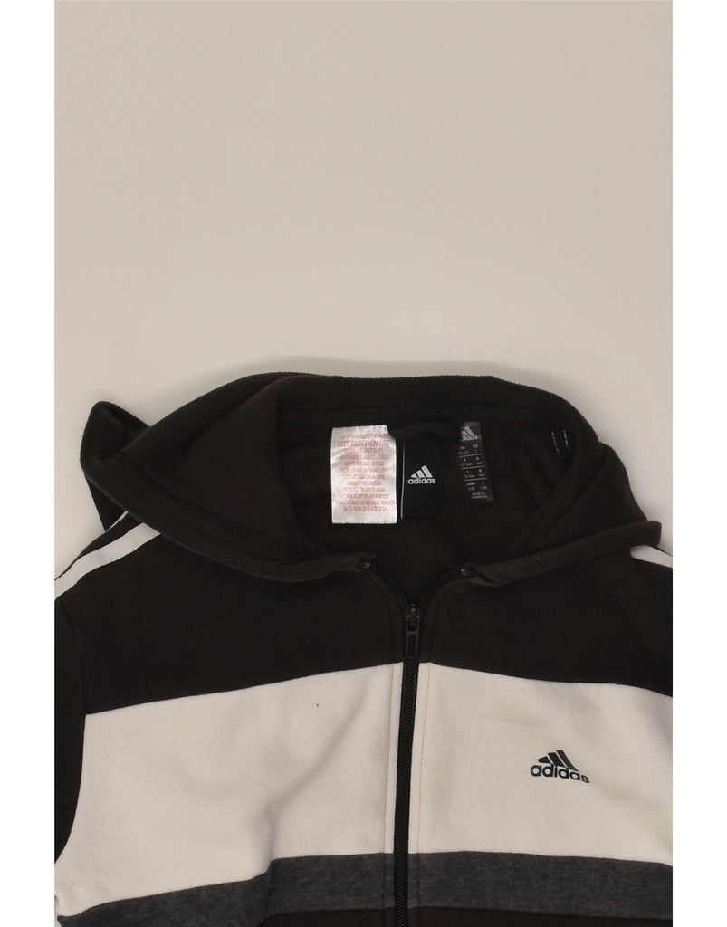 ADIDAS Boys Zip Hoodie Sweater 13-14 Years Black Colourblock Cotton | Vintage Adidas | Thrift | Second-Hand Adidas | Used Clothing | Messina Hembry 