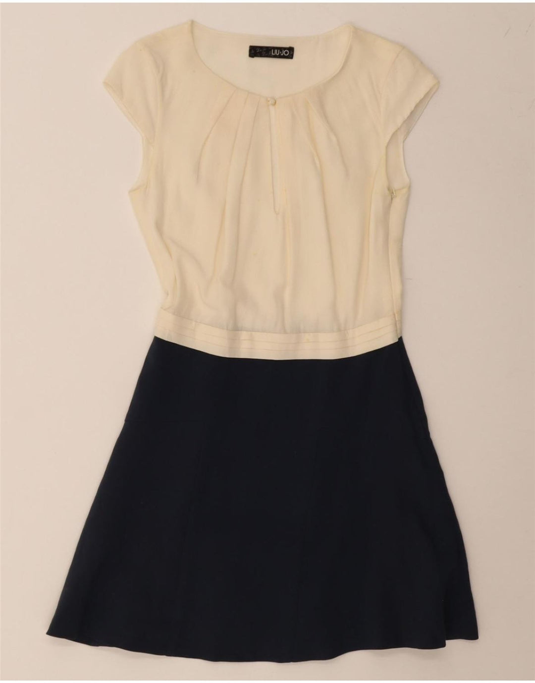 LIU JO Womens A-Line Dress IT 40 Small White Colourblock Cotton Vintage Liu Jo and Second-Hand Liu Jo from Messina Hembry 