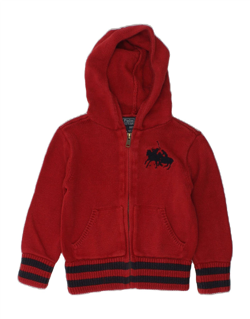 POLO RALPH LAUREN Baby Boys Hooded Cardigan Sweater 18-24 Months Red | Vintage Polo Ralph Lauren | Thrift | Second-Hand Polo Ralph Lauren | Used Clothing | Messina Hembry 