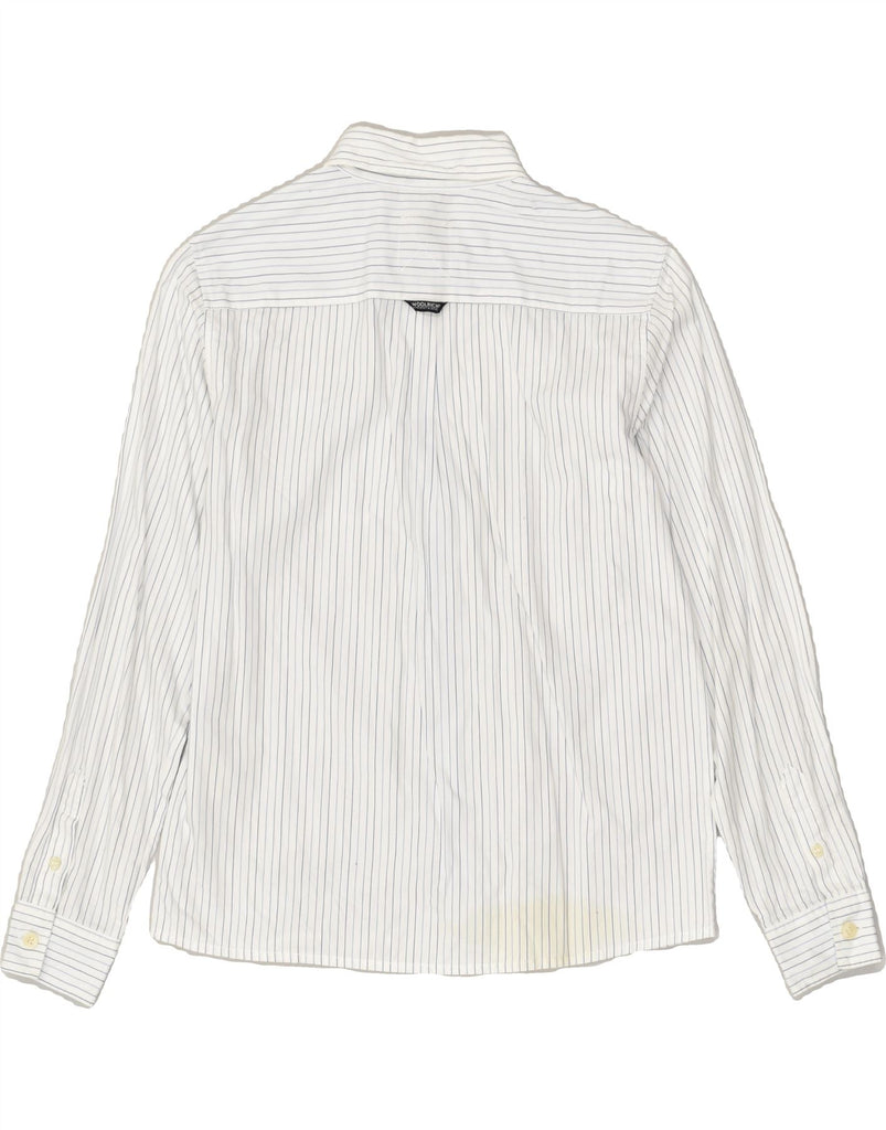 WOOLRICH Boys Shirt 9-10 Years White Striped Cotton | Vintage Woolrich | Thrift | Second-Hand Woolrich | Used Clothing | Messina Hembry 