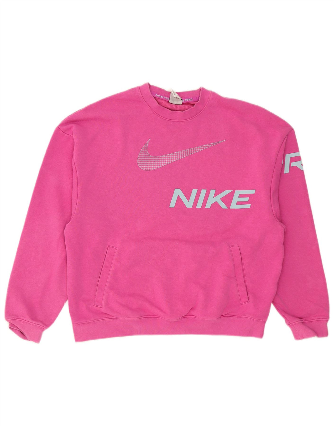 Nike Womens Graphic Oversized Sweatshirt Jumper UK 10 Small Pink Cotton