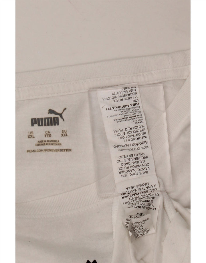 PUMA Mens Graphic T-Shirt Top 2XL White Cotton