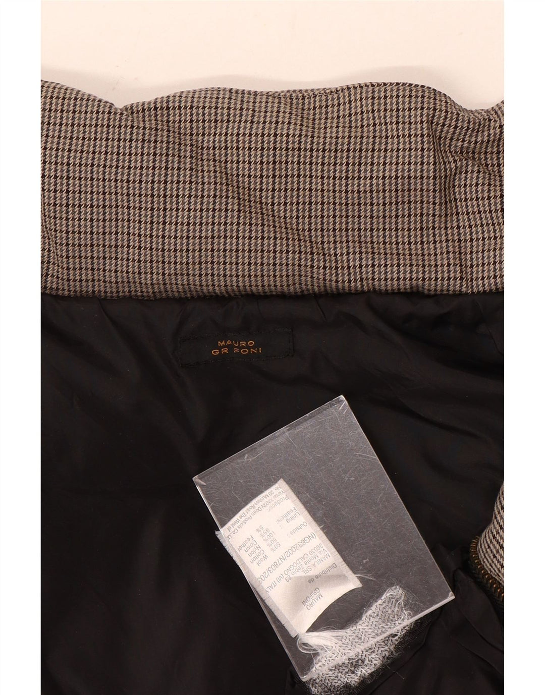 Mauro Grifoni Mens Military Padded Jacket UK 36 Small Brown Houndstooth