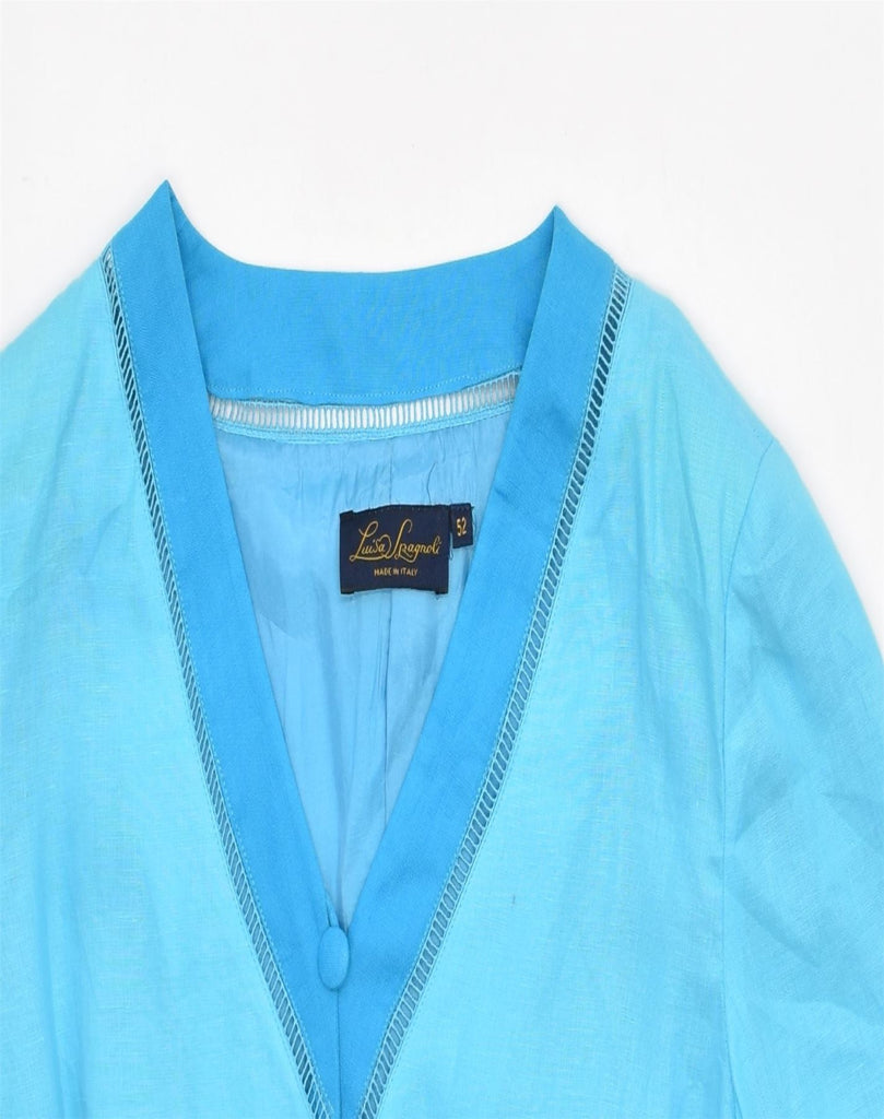 LUISA SPAGNOLI Womens Short Sleeve Shirt Blouse IT 52 2XL Blue Cotton | Vintage | Thrift | Second-Hand | Used Clothing | Messina Hembry 