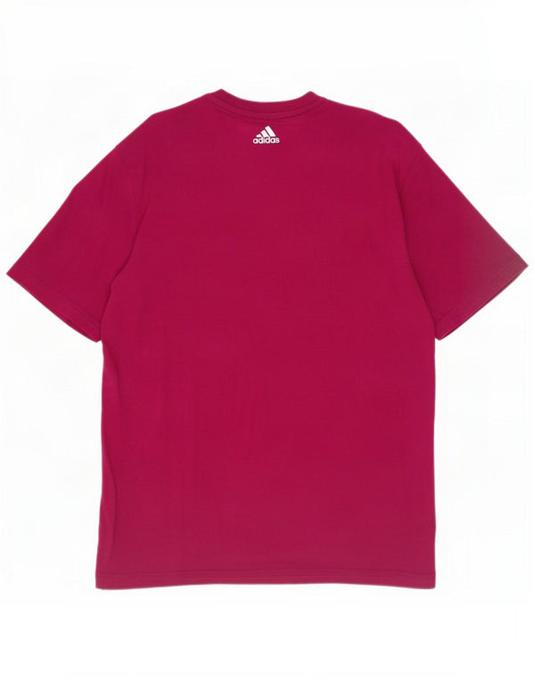 Adidas Mens Graphic T-Shirt Top Medium Burgundy Cotton